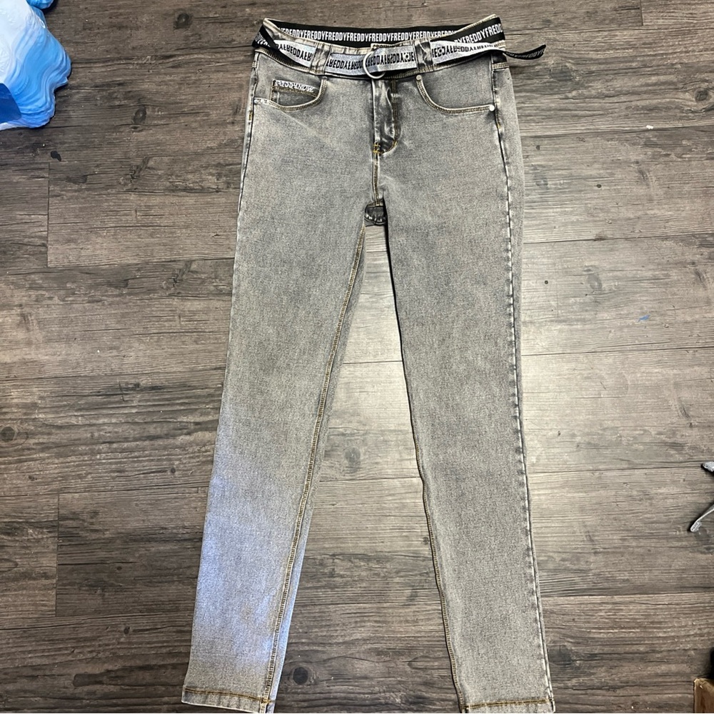 Freddy Gray Acid Wash Skinny Jeans with Branded Elastic Waistband